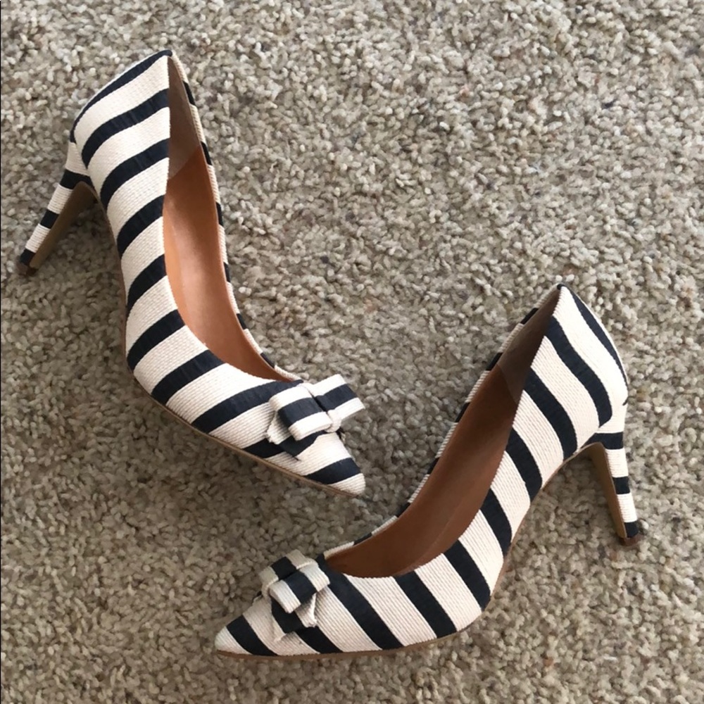 J. Crew striped bow heels
